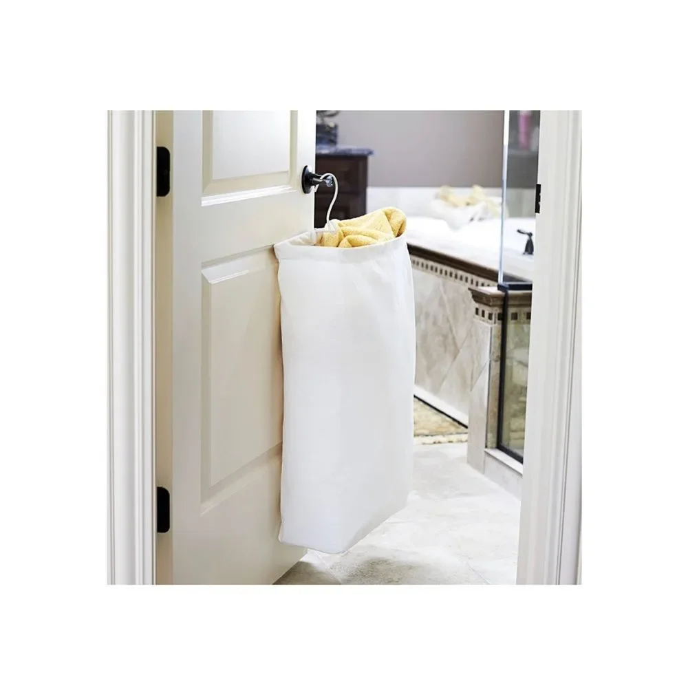 - Hanging Cotton Canvas Laundry Hamper Bag | White, 6" x 16" x 27" (Length… - Picture 7 of 12